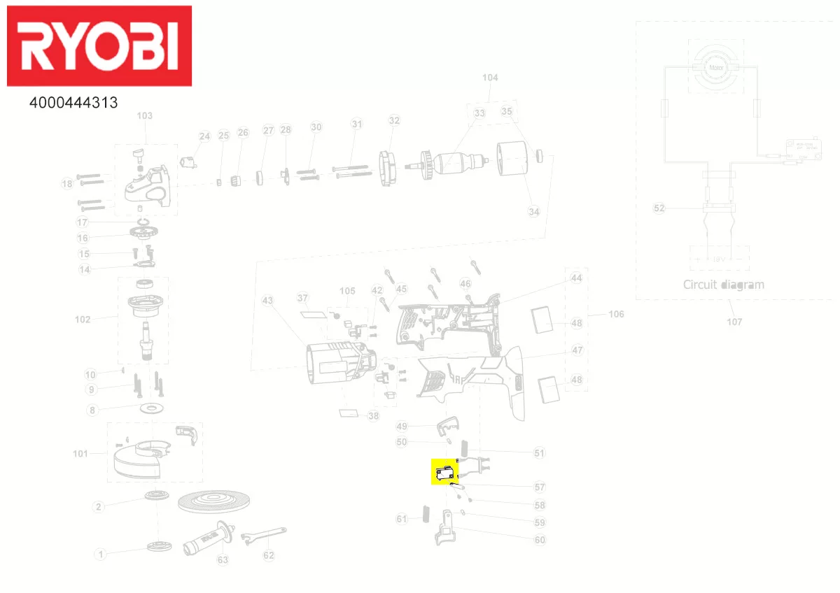interrupteur réf. 5131037469 Ryobi